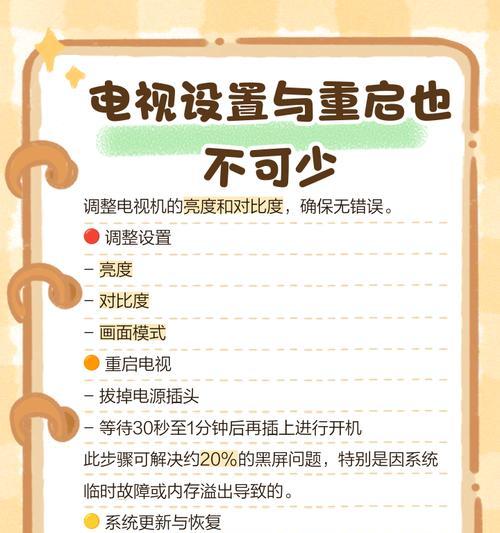 如何修复电视机黑屏问题（解决电视机黑屏问题的有效方法与步骤）